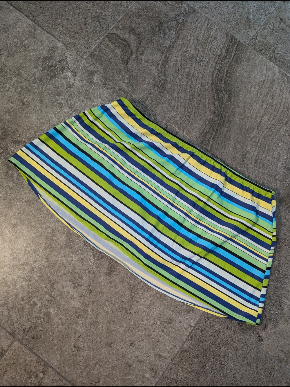 Islander Striped Bikini Cover-Up Skirt in Blue, Green, Yellow
